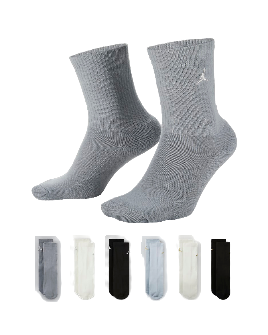 Jordan Big Kids' 6-Pack Crew Socks - Black/White/Grey
